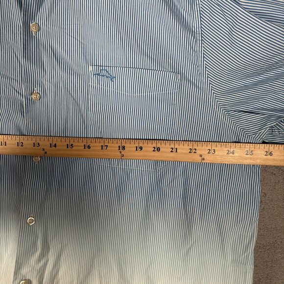 Tommy Bahama Pima Cotton Button Down Shirt Blue White Stripe Mens Size 2XL Ombre - Picture 8 of 13